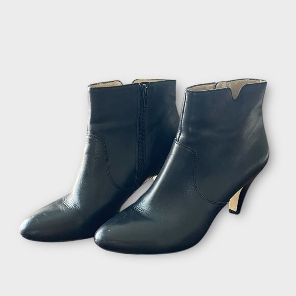INC Black Leather Hannah Ankle Booties Sz 9Sleek, Versatile & Office-Ready - Picture 1 of 7